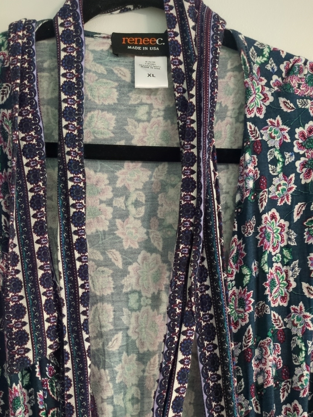 Renee C. Navy Floral Wrap Midi Dress with Pink Accentssz XL Feminine - Picture 5 of 10
